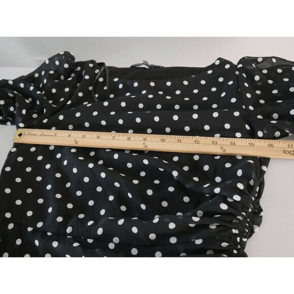 Julia Jordan Polka Dot Maxi Dress | Size 2 | Ruffle Hem | Puff Sleeve | Sheer Ov - Picture 7 of 9